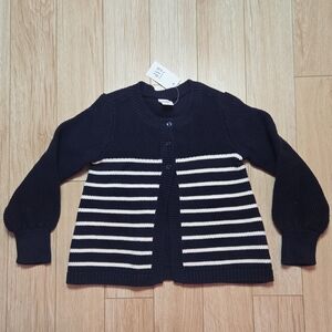 GAP Kids Navy and White Striped Knit Cardigan